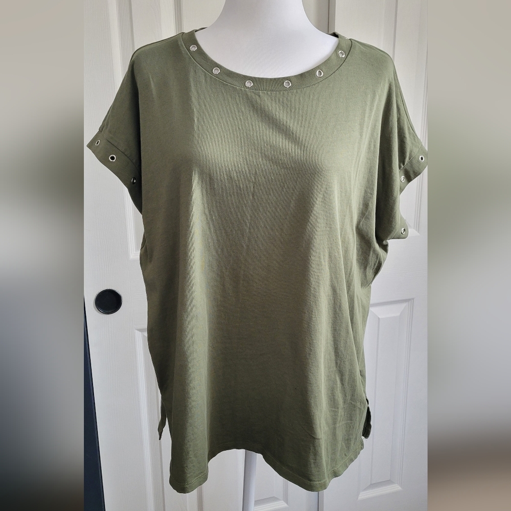 Torrid Heritage Jersey Embelished Dolman Short Sleeve Goth Grunge Top Size 00 10